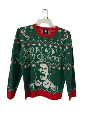Bioworld ELF Movie Men's Son of a Nutcracker Ugly Christmas Knit Sweater S